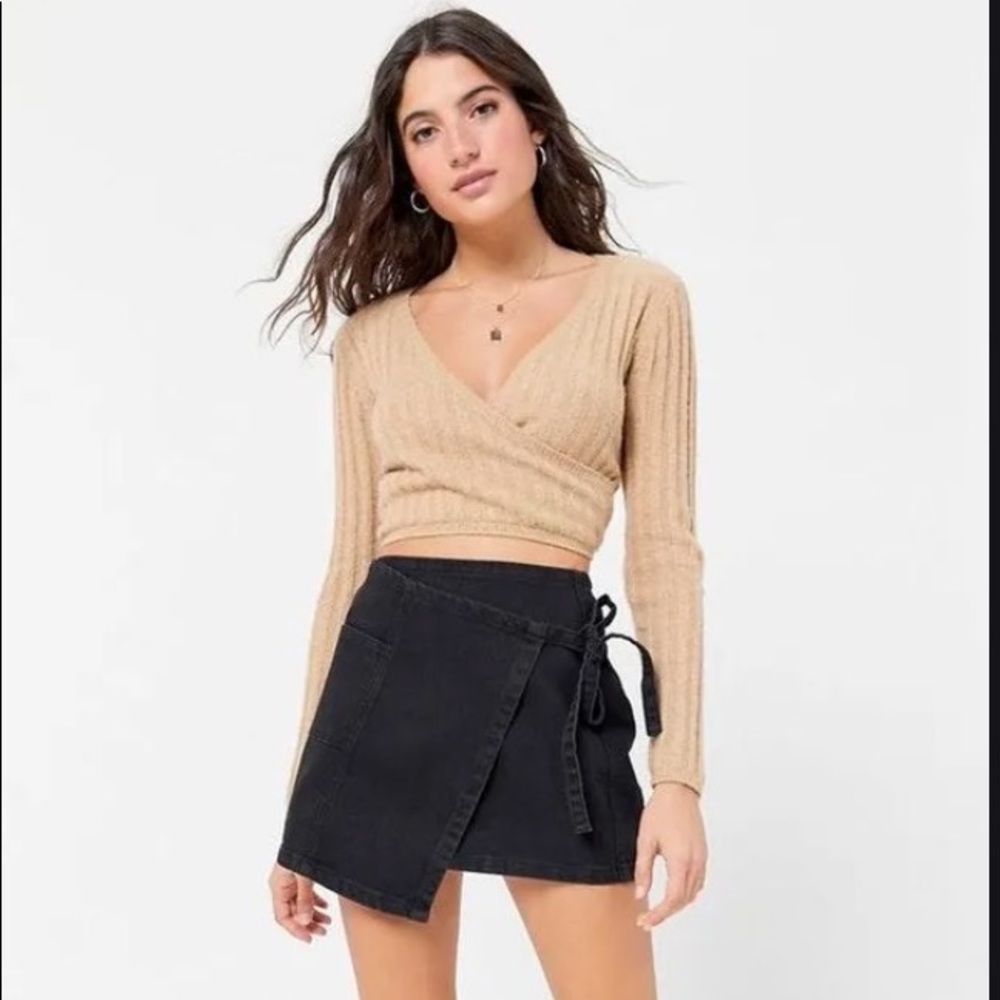 BDG Denim Mini Wrap Skirt